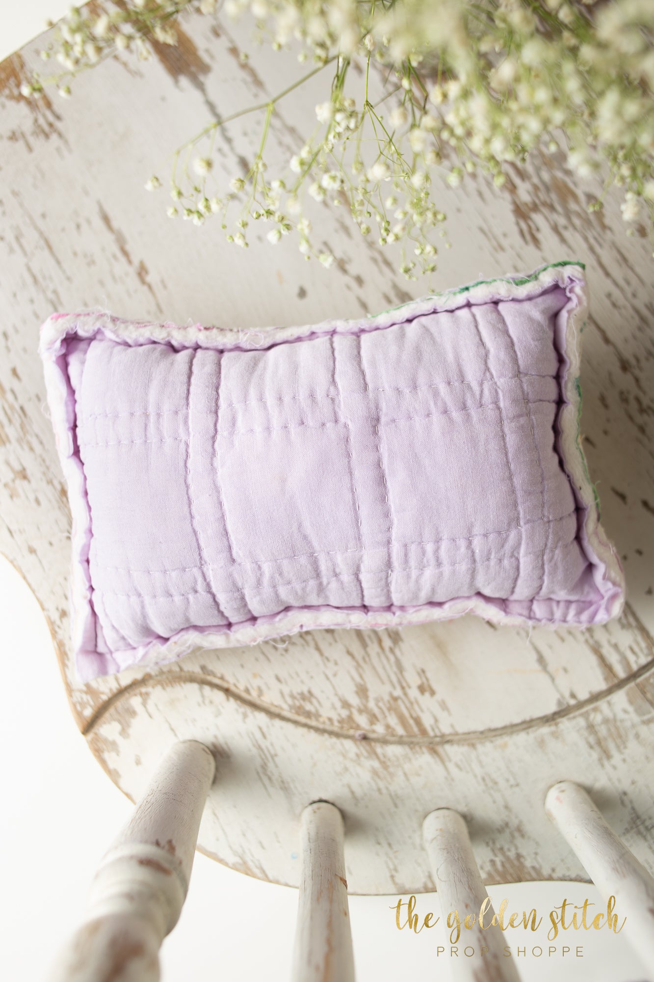 Pale Pink & Yellow Vintage Quilt Pillow