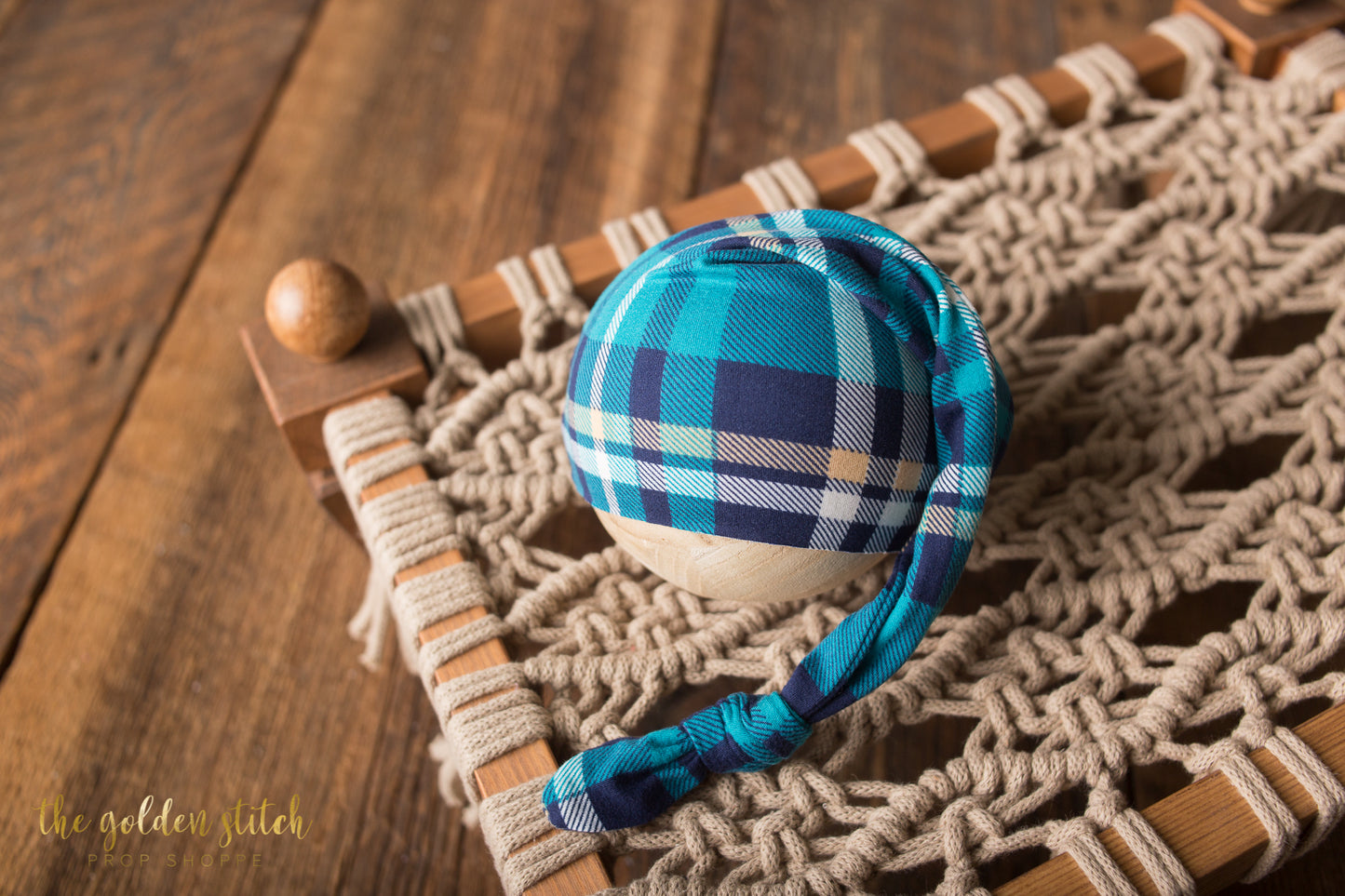 Turquoise Plaid Sleepy Cap