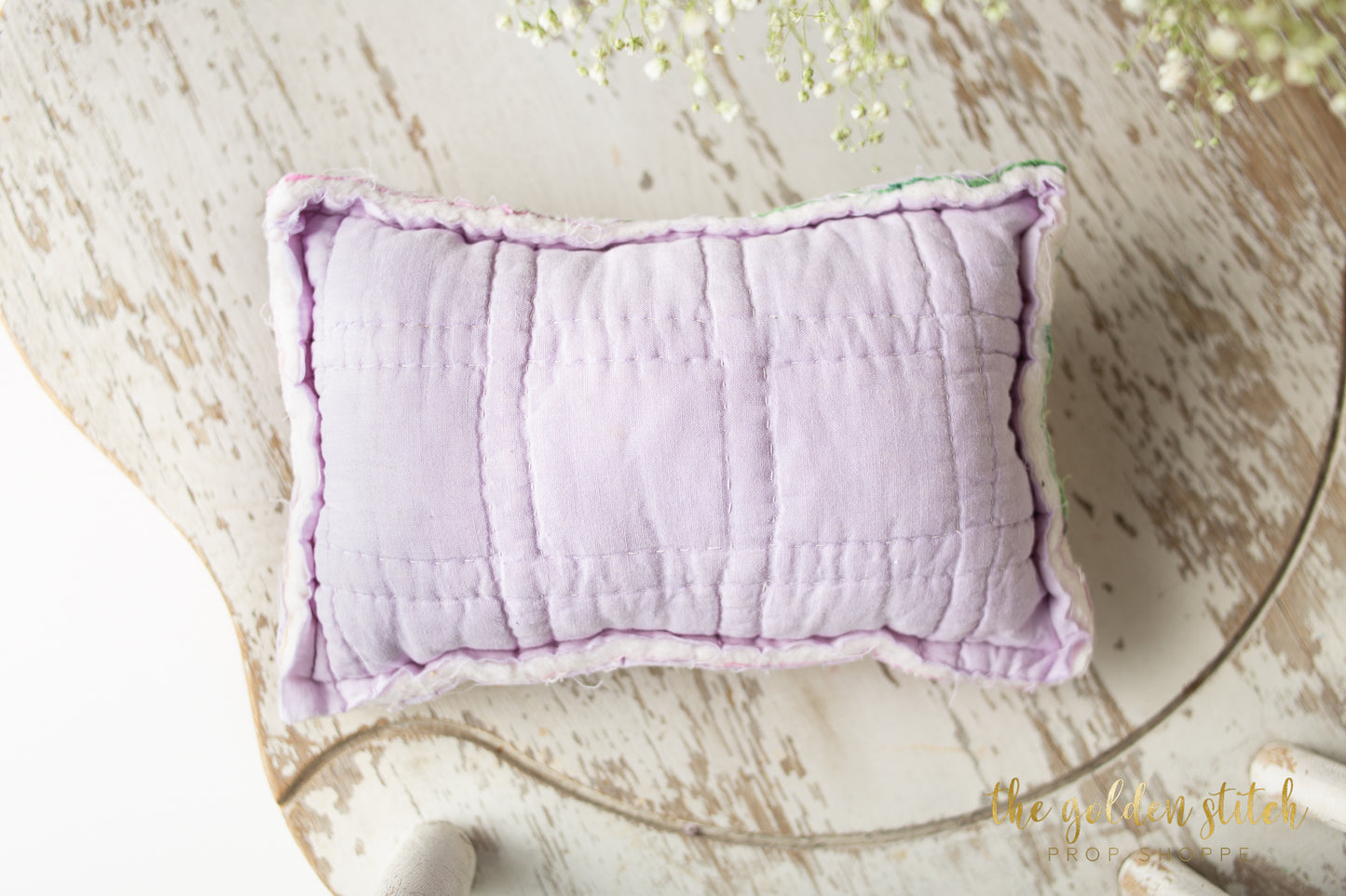 Pale Pink & Yellow Vintage Quilt Pillow