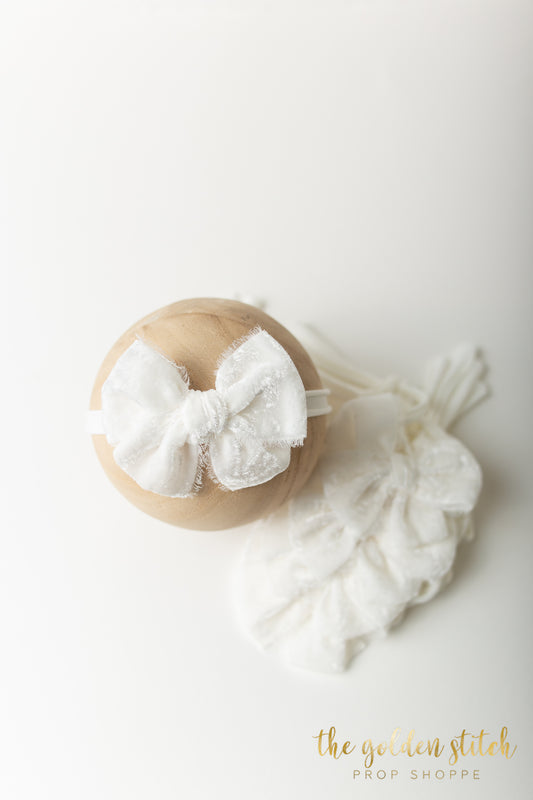 White Velvet Deluxe Bow