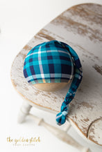 Load image into Gallery viewer, Turquoise Plaid Sleepy Cap
