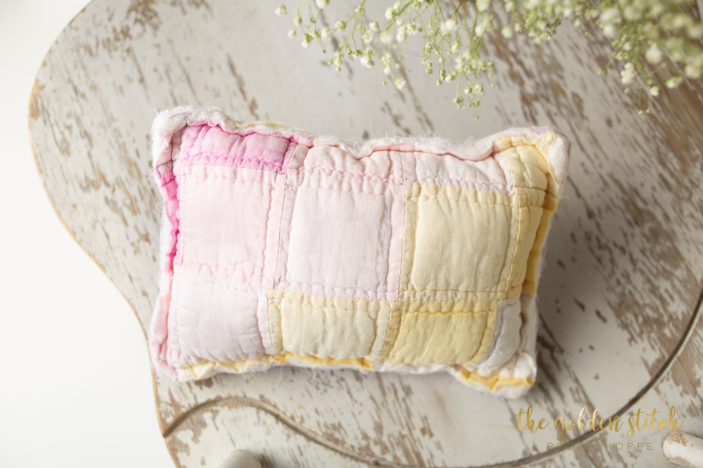 Pink & Yellow Vintage Quilt Pillow