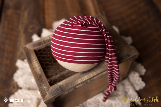 Burgundy Stripe Sleepy Cap