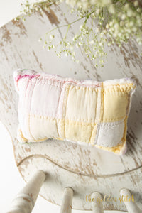 Pale Pink & Yellow Vintage Quilt Pillow