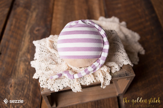 Lavender Stripe Sleepy Cap